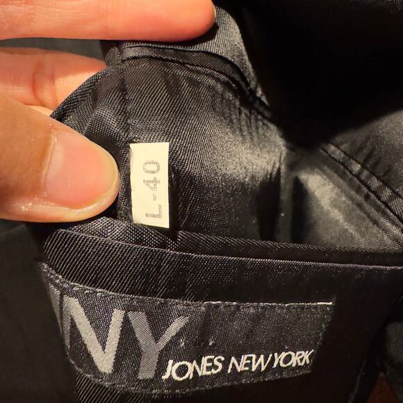 Jones New York Men's 40L 100% Wool 3 Button Front Notch Lapel Suit Black Blazer - Picture 7 of 14